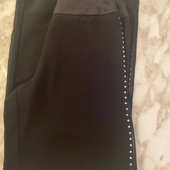 JS Collections Black Rhinestone Stud Formal Wide Leg Palazzo Gaucho Pants Sz 4 - Picture 1 of 15